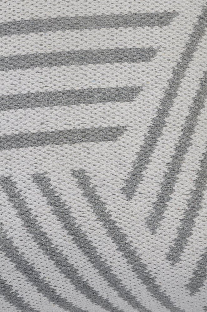 20" White And Gray Geometric Cotton Throw Pillow Cover
