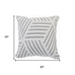20" White And Gray Geometric Cotton Throw Pillow Cover