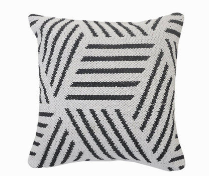 20" White And Black Geometric Cotton Throw Pillow Cover
