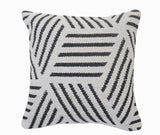 20" White And Black Geometric Cotton Throw Pillow Cover