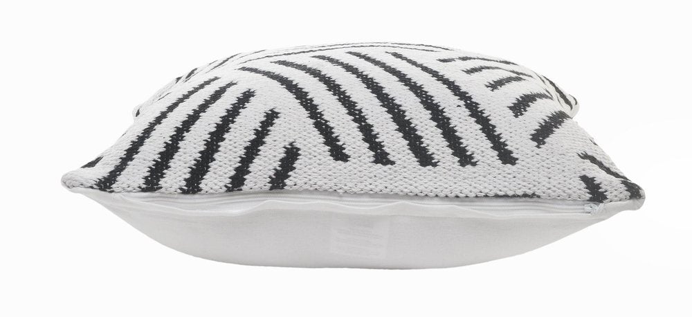 20" White And Black Geometric Cotton Throw Pillow Cover