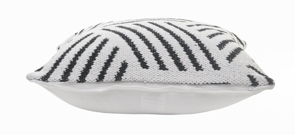 20" White And Black Geometric Cotton Throw Pillow Cover