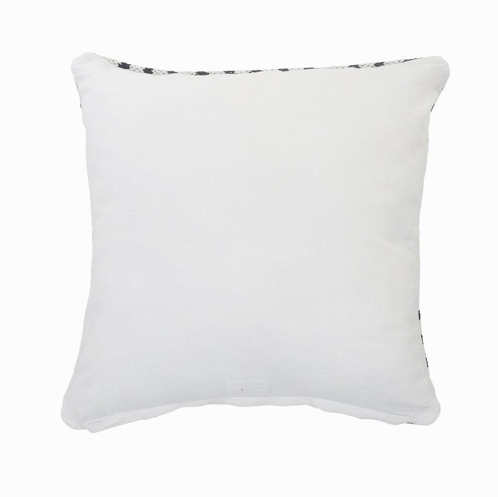 20" White And Black Geometric Cotton Throw Pillow Cover