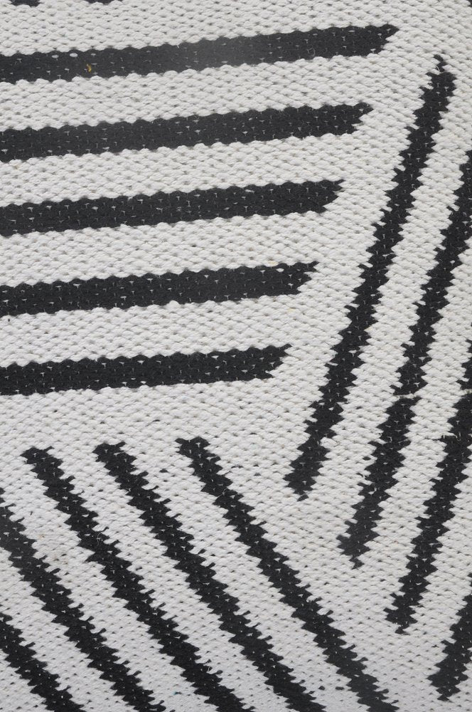 20" White And Black Geometric Cotton Throw Pillow Cover