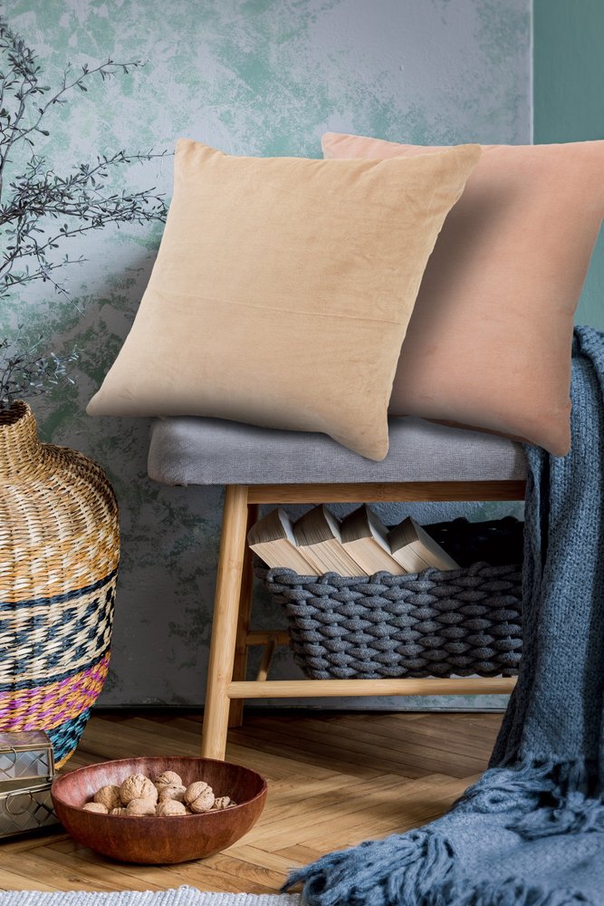 20" Beige Cotton Throw Pillow Cover