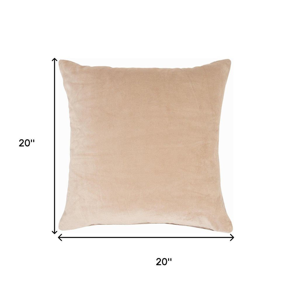 20" Beige Cotton Throw Pillow Cover