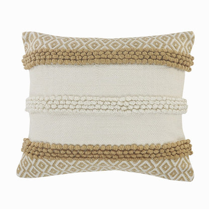 20" Tan And Ivory Throw Pillow Cover