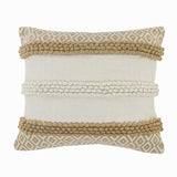 20" Tan And Ivory Throw Pillow Cover