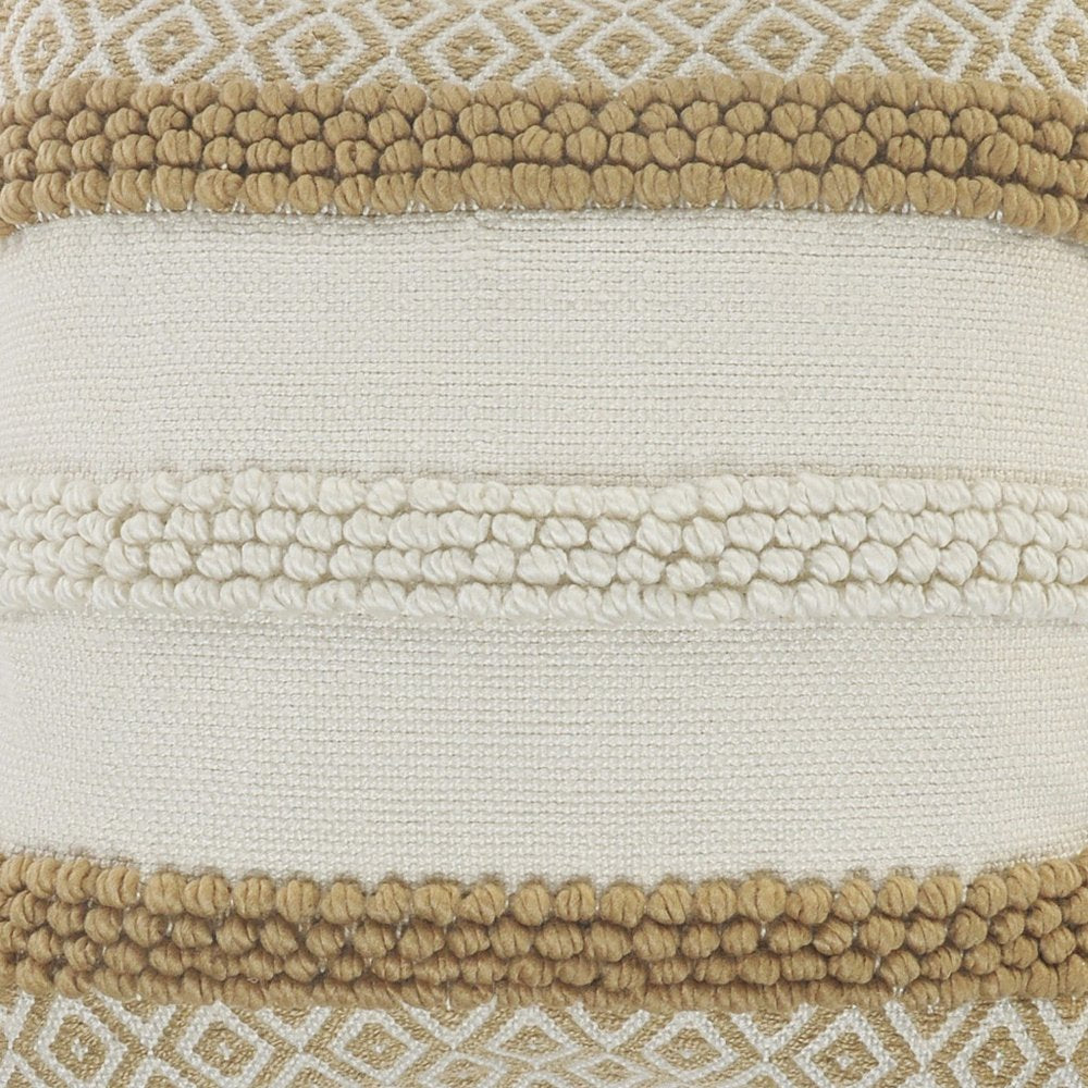 20" Tan And Ivory Throw Pillow Cover