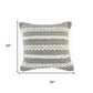 20" Gray And White Striped Throw Pillow Cover with Tufts And Texture