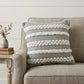 20" Gray And White Striped Throw Pillow Cover with Tufts And Texture