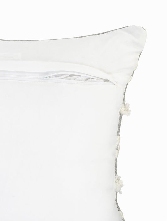 20" Gray And White Striped Throw Pillow Cover with Tufts And Texture