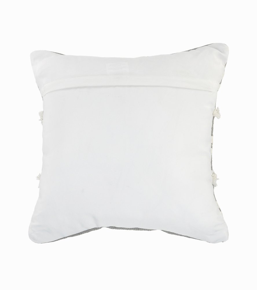 20" Gray And White Striped Throw Pillow Cover with Tufts And Texture