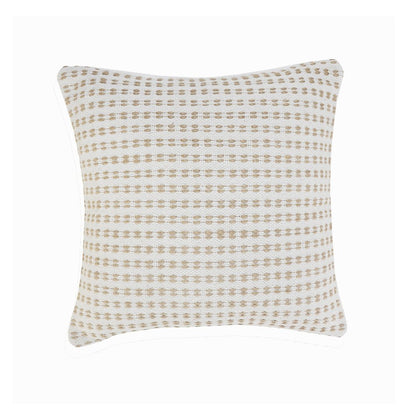 20" Beige And White Geometric Cotton Blend Throw Pillow Cover
