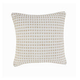 20" Beige And White Geometric Cotton Blend Throw Pillow Cover