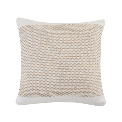 20" Beige And White Geometric Cotton Blend Throw Pillow Cover