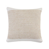 20" Beige And White Geometric Cotton Blend Throw Pillow Cover