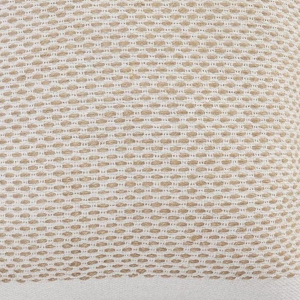 20" Beige And White Geometric Cotton Blend Throw Pillow Cover