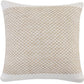 20" Beige And White Geometric Cotton Blend Throw Pillow Cover