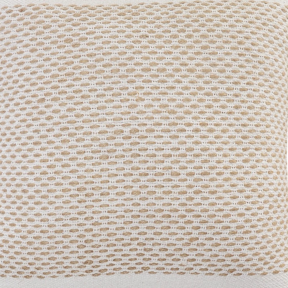 20" Beige And White Geometric Cotton Blend Throw Pillow Cover