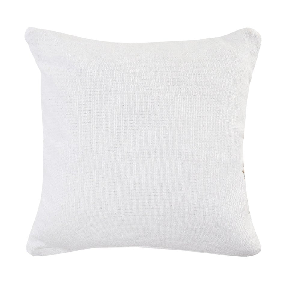 20" Beige And White Geometric Cotton Blend Throw Pillow Cover
