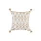 20" Beige And White Geometric Cotton Blend Throw Pillow Cover with Tassels And Texture