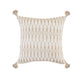 20" Beige And White Geometric Cotton Blend Throw Pillow Cover