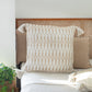20" Beige And White Geometric Cotton Blend Throw Pillow Cover