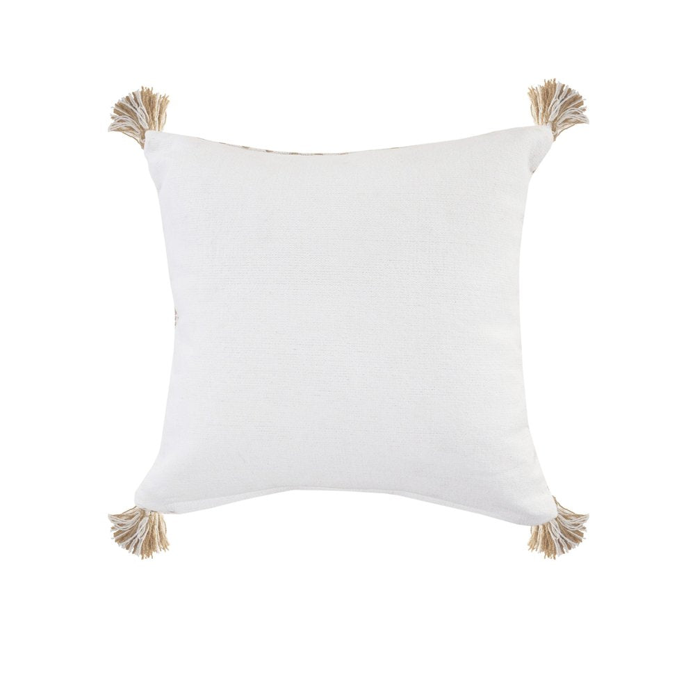 20" Beige And White Geometric Cotton Blend Throw Pillow Cover