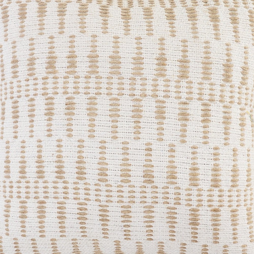 20" Beige And White Geometric Cotton Blend Throw Pillow Cover