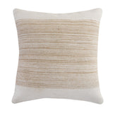 20" Beige And White Striped Cotton Blend Throw Pillow Cover