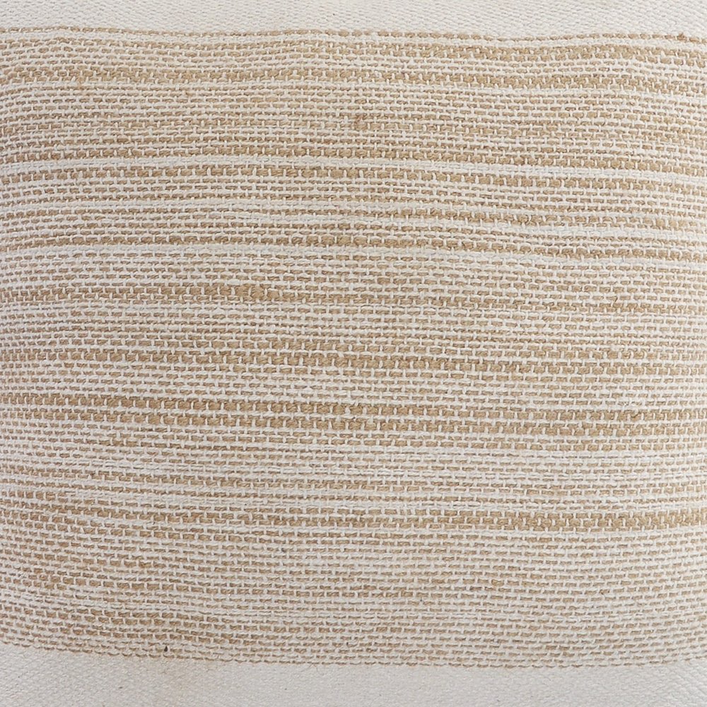 20" Beige And White Striped Cotton Blend Throw Pillow Cover