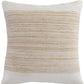 20" Beige And White Striped Cotton Blend Throw Pillow Cover