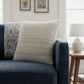 20" Beige And White Striped Cotton Blend Throw Pillow Cover