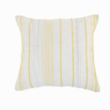 20" White And Yellow Striped Cotton Throw Pillow Cover