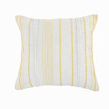 20" White And Yellow Striped Cotton Throw Pillow Cover