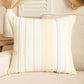 20" White And Yellow Striped Cotton Throw Pillow Cover