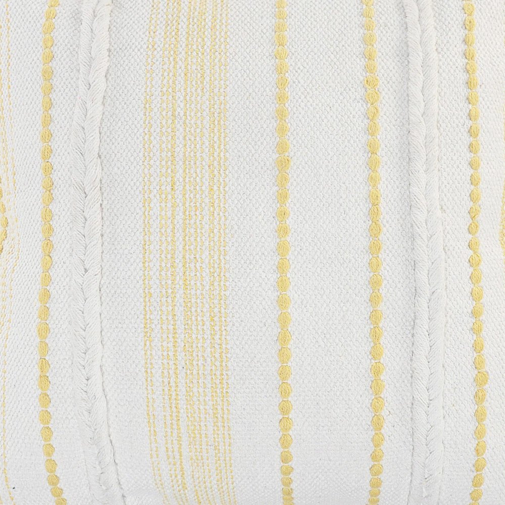 20" White And Yellow Striped Cotton Throw Pillow Cover