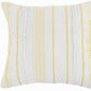 20" White And Yellow Striped Cotton Throw Pillow Cover