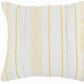 20" White And Yellow Striped Cotton Throw Pillow Cover