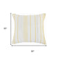 20" White And Yellow Striped Cotton Throw Pillow Cover