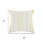 20" White And Yellow Striped Cotton Throw Pillow Cover