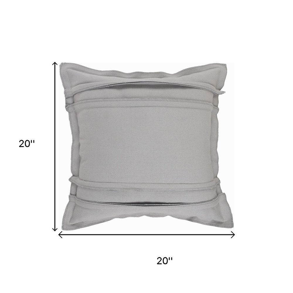 20" Gray Cotton Throw Pillow Cover