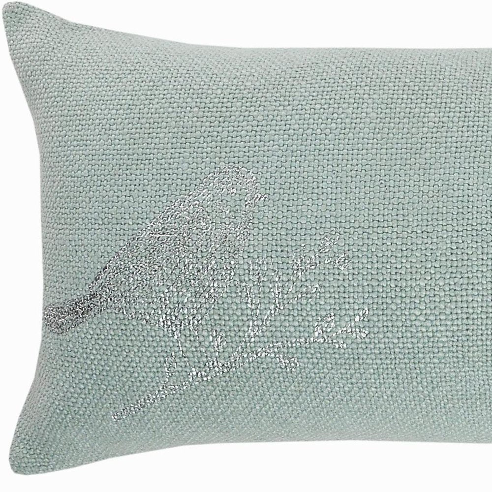14" X 36" Green And Gray Lumbar Throw Pillow Cover