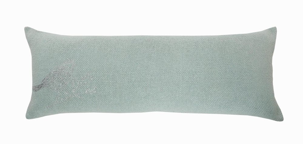 14" X 36" Green And Gray Lumbar Throw Pillow Cover