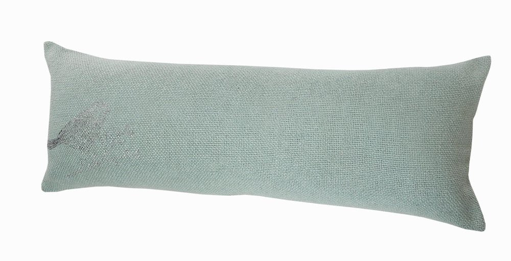 14" X 36" Green And Gray Lumbar Throw Pillow Cover