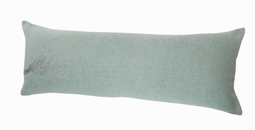 14" X 36" Green And Gray Lumbar Throw Pillow Cover