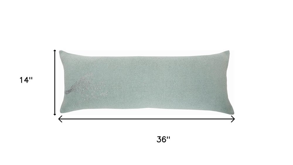 14" X 36" Green And Gray Lumbar Throw Pillow Cover