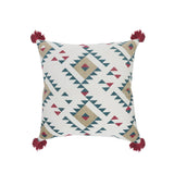 20" White And Red Geometric Cotton Throw Pillow Cover