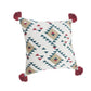 20" White And Red Geometric Cotton Throw Pillow Cover